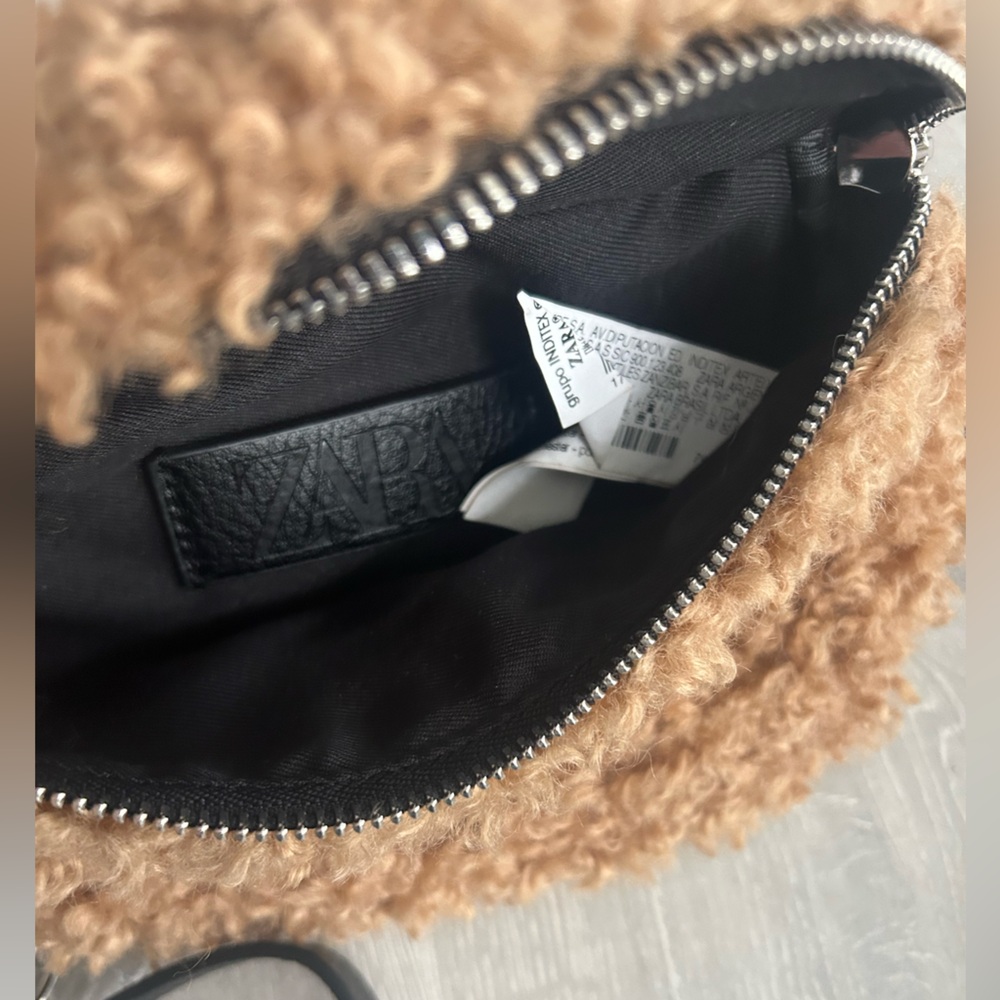 Zara Faux Teddy Fur Pouch Cross Body Pouch Bag - Picture 7 of 9